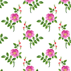 seamless pattern with watercolor drawing cinnamon rose