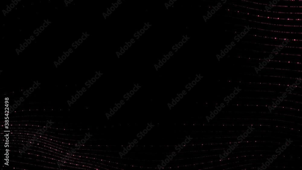 Poster 4k 60 fps. abstract loopable red cg motion waving dots texture with glowing defocused particles. cyb