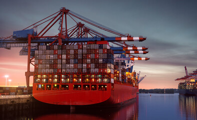 Container Schiff im Hamburger Hafen