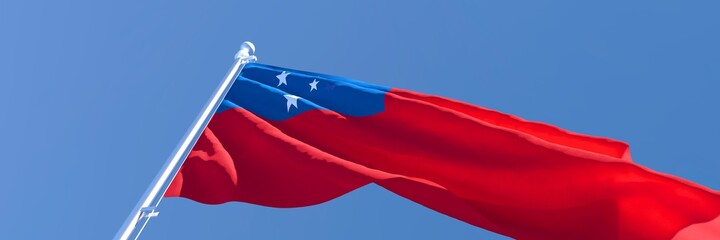 Naklejka premium 3D rendering of the national flag of Samoa waving in the wind