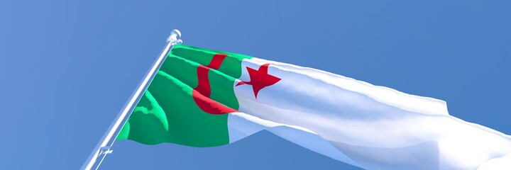 3D rendering of the national flag of Algeria waving in the wind