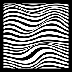 Fototapeta premium Abstract Geometric Background of Fluid Waves with Fashionable Striped Surface Pattern - Black and White, Vector Swirls