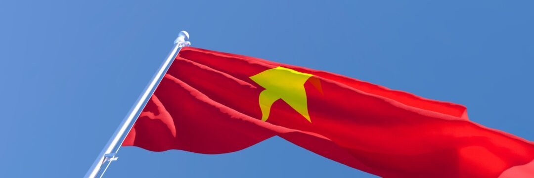 3D rendering of the national flag of Vietnam waving in the wind