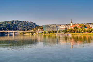 View over the Danube to Linz-Urfahr in Upper Austria	