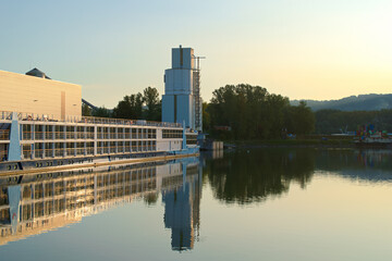 Naklejka premium buildings in the city, port of Linz in Upper Austria