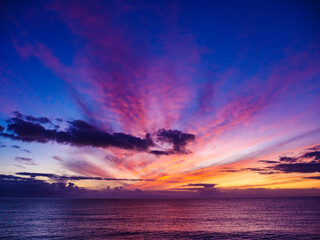 Sunrise over sea. Morning seascape.
