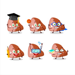 School student of meat cartoon character with various expressions