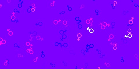 Light Purple, Pink vector texture with women's rights symbols.