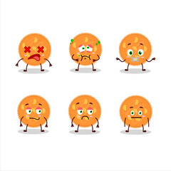 Orange pie cartoon character with nope expression