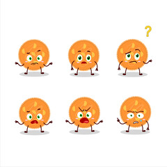 Cartoon character of orange pie with what expression