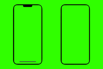 Smartphone similar to iphone 12 pro max with green screen for Infographic Global Business Marketing Plan, mockup model similar to iPhone  12 isolated Background of digital investment economy. 