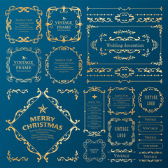 クリスマスのフレームセット、リースのデザイン、オーナメントや装飾デザイン