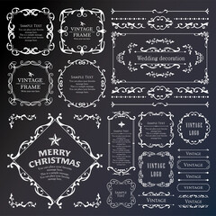 クリスマスのフレームセット、リースのデザイン、オーナメントや装飾デザイン