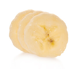 peeled banana slice on a white isolated background