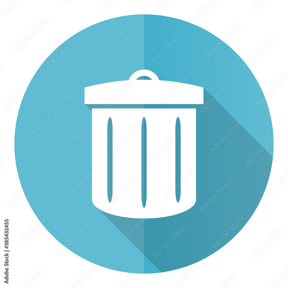 Poster Recycle vector icon, flat design blue round web button isolated on white background