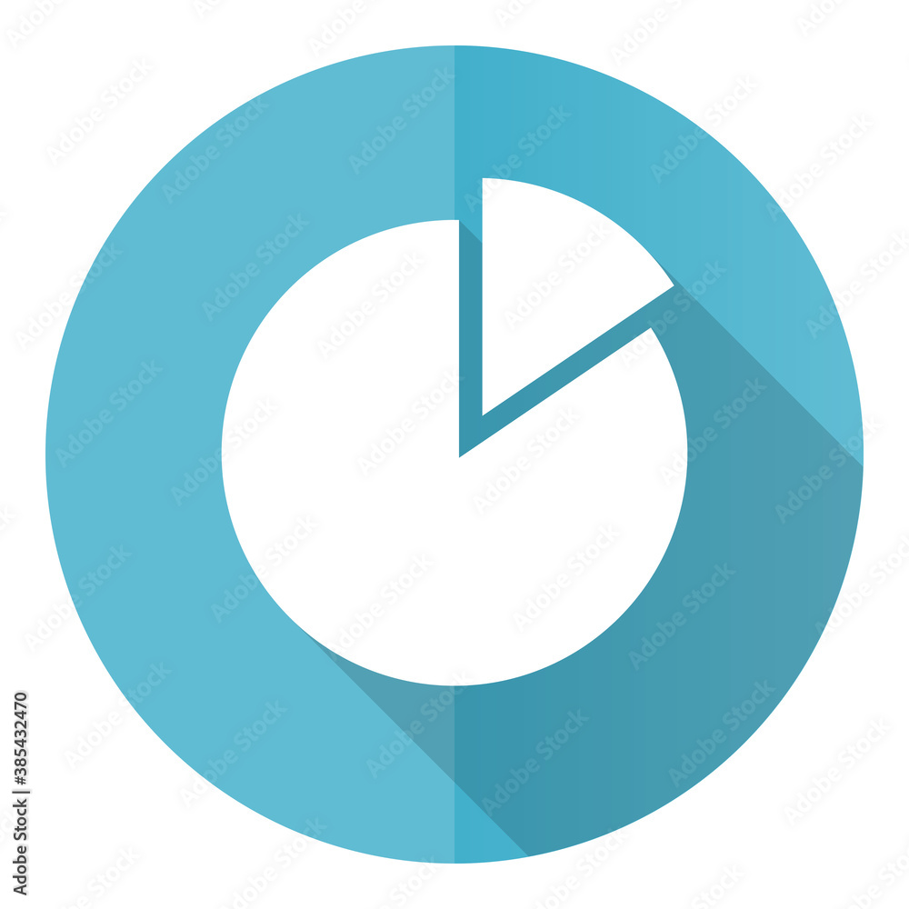 Fototapete chart vector icon, flat design blue round web button isolated on white background