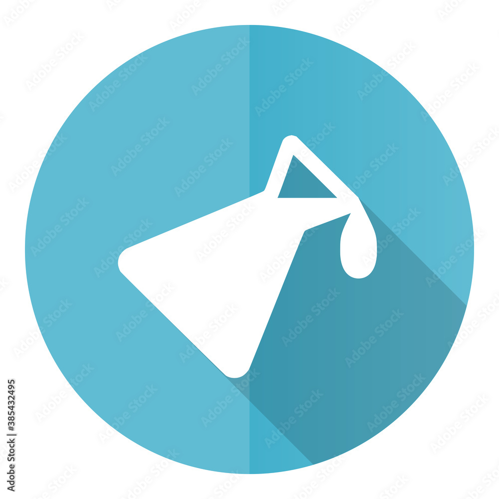 Poster chemistry vector icon, flat design blue round web button isolated on white background