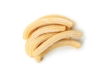 Tasty sweet churros isolated on white background