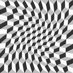 Grid of Cubes with Wavy Distortion Effect. Digital Geometric Style. Elegant Wallpaper Design for Web or Graphic Art Projects. Design for Paper and Postcards