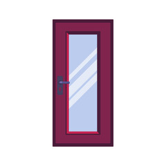 Glass door flat icon, vector sign, red door with glass colorful pictogram isolated on white. Symbol, logo illustration. Flat style design