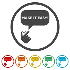 Concept make flicking fingers, make it easy ring icon, color set