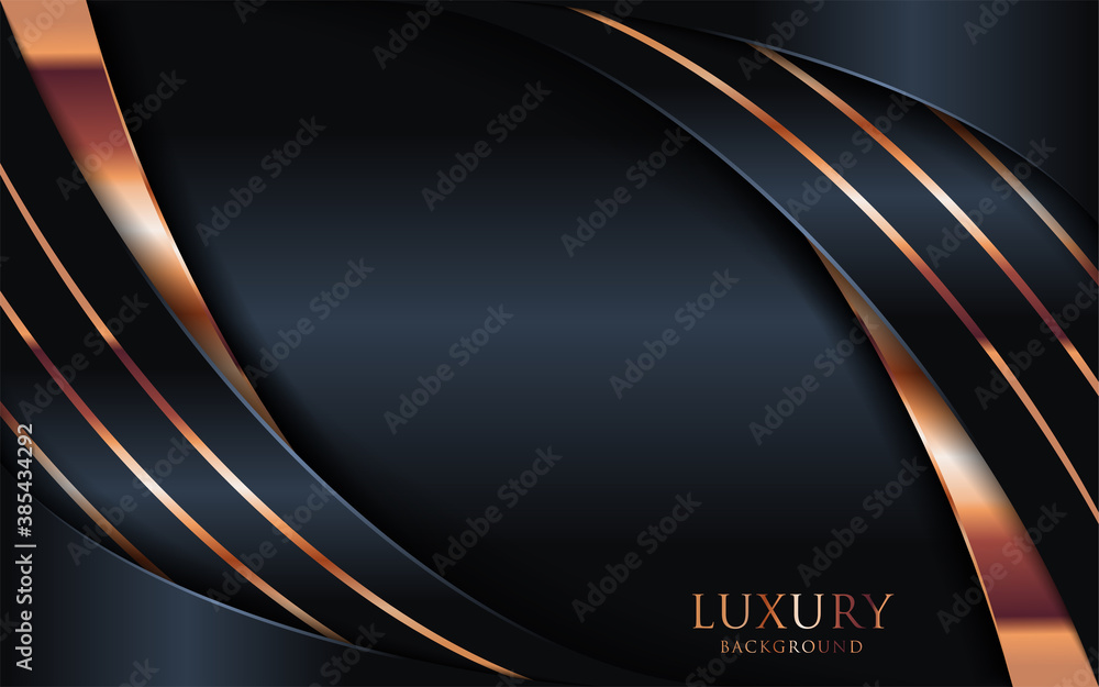 Poster Luxury dark background combine with golden bronze lines and dots element.