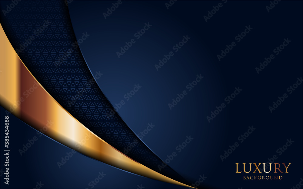 Poster luxury navy blue background combine with golden lines element.