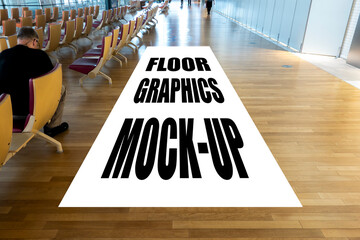 Mock up graphic on floor at waiting area in airport