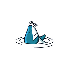 Illustration Of A Small Shark Relaxing With Text