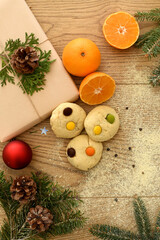 Obraz na płótnie Canvas Homemade Christmas cookies on a wooden background.