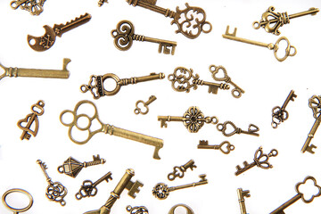 old vintage keys isolated