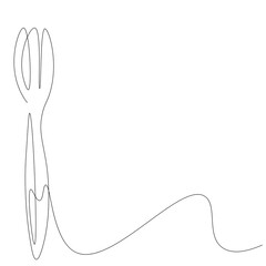 Fork line drawing on white background. Vector illustration