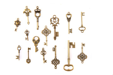 old vintage keys isolated