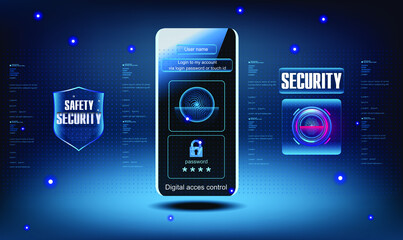 Login and password. Login via mobile app. Login via password or touch ID. Access to personal data through a password code or touch ID. Signed in with your device. Vector © PALERM089