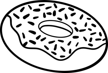 Doughnut sketch / line art for kids coloring books.  Black and white vector illustration for coloring book.