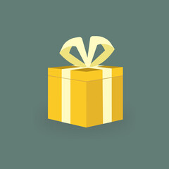Yellow Gift Box with Emerald Green Background