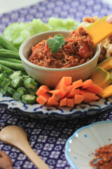 Northern Thai meat and tomato spicy dip sauce. (Thai food 