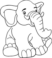 Vector cartoon elephant.Cute little elephant character, hand drawn vector illustration.Coloring book elephant, african, savannah animal.Can be used for t-shirt print, kids wear, nursery.