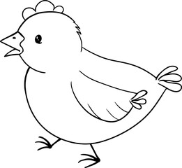 Little chicks isolated on white background .Cute baby chick, hand drawn vector illustration.Character chicks, line art, black and white drawing illustration for kids. Coloring Page for Children.