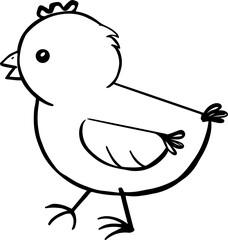 Little chicks isolated on white background .Cute baby chick, hand drawn vector illustration.Character chicks, line art, black and white drawing illustration for kids. Coloring Page for Children.