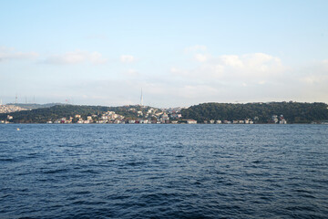 Fototapeta premium Bosphorus Strait cruise tour, separates Europe and Asia continents One of the highlights in Istanbul- Turkey