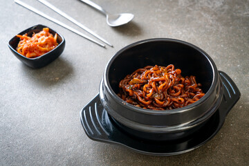 Korean black spaghetti or instant noodle with roasted chajung sauce