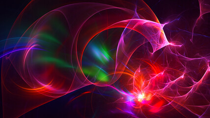 3D rendering abstract multicolor fractal light background