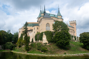 Fototapeta na wymiar Bojnice Castle Slovakia with Moat in foreground