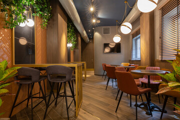 Interior of a cafe bar restaurant