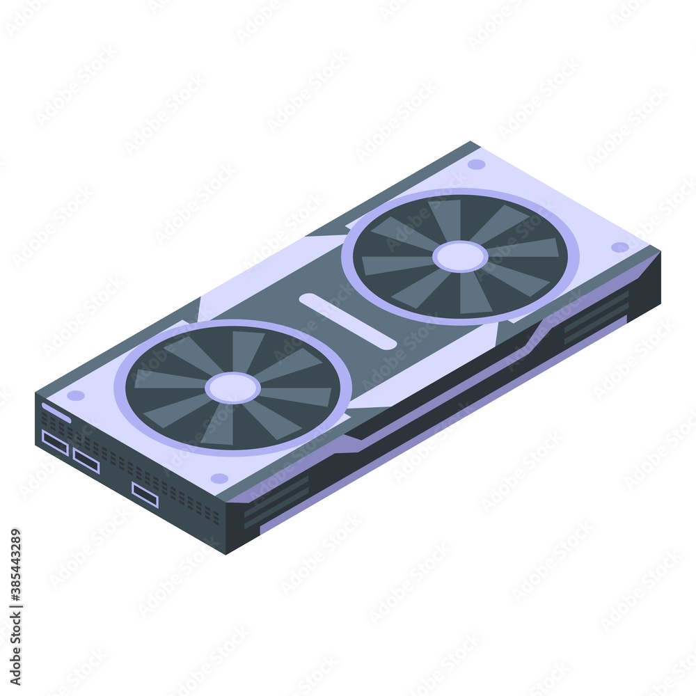 Poster computer graphic card icon. isometric of computer graphic card vector icon for web design isolated o