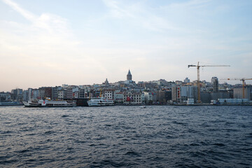 Fototapeta premium Bosphorus Strait cruise tour, separates Europe and Asia continents One of the highlights in Istanbul- Turkey