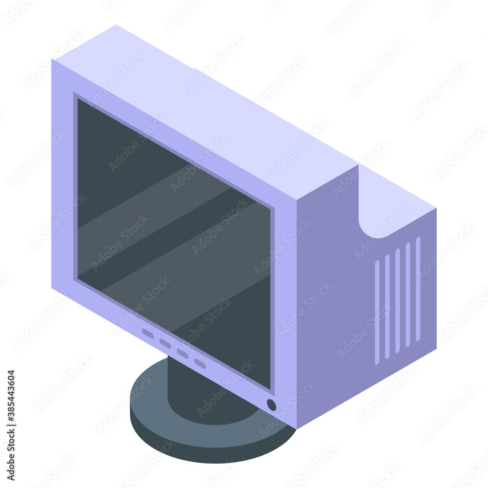 Poster flatron monitor icon. isometric of flatron monitor vector icon for web design isolated on white back