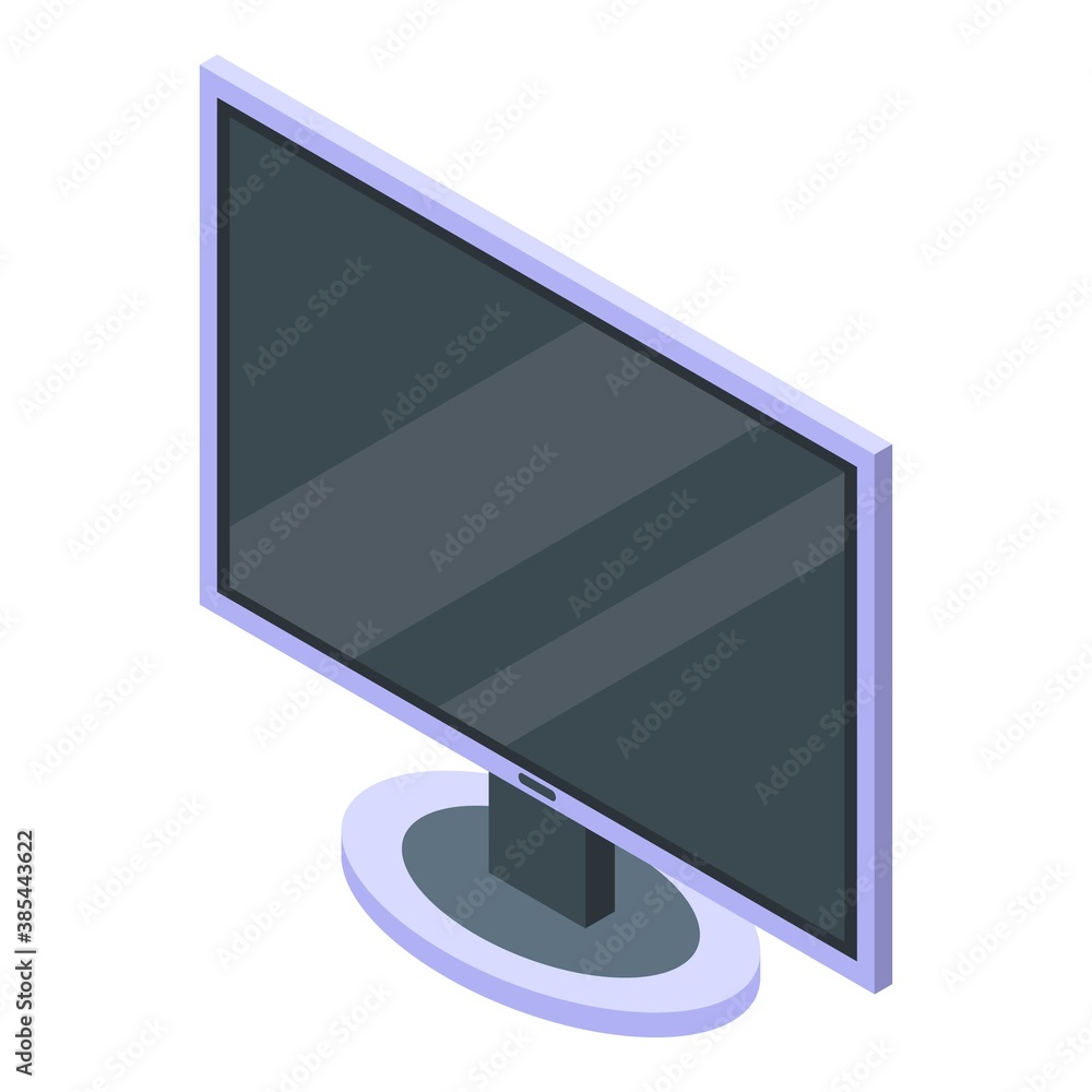 Poster flat monitor icon. isometric of flat monitor vector icon for web design isolated on white background