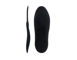 Isolated orthopedic insole on a white background. Treatment and prevention of flat feet and foot diseases. Foot care, comfort for the feet. Wear comfortable shoes. Medical insoles.
